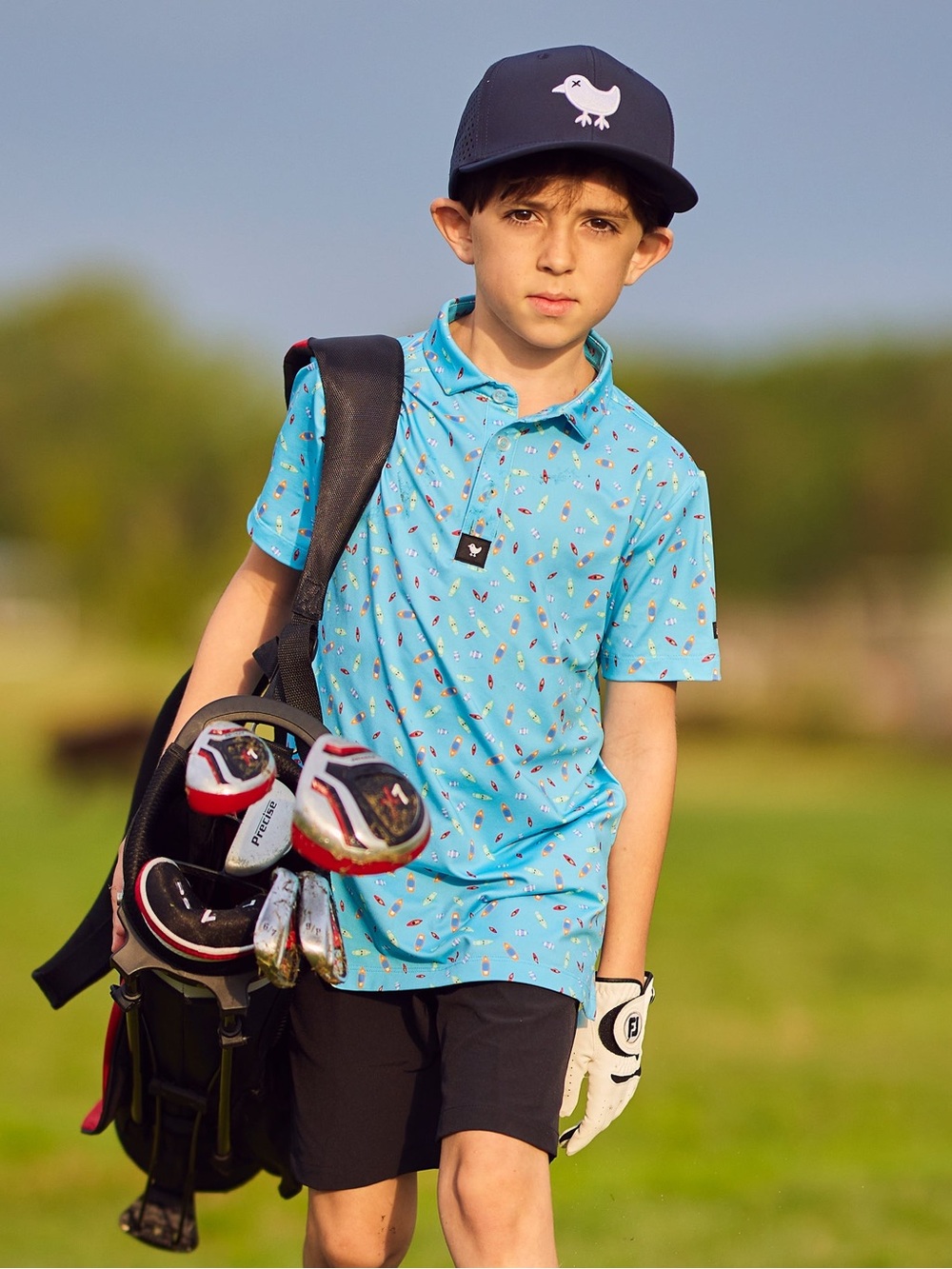 Bad Birdie Boys Youth Large Golf Polo Shirt Dock Solid, surfboard